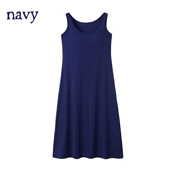 Karly Shop Sleeveless Dress with Perfect for Long Plus Navy Women's Cups, Loungewear, Length, Sizes, Spring/Summer, Rr77, 5L,