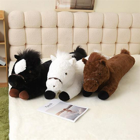 Year of the Horse Plush Cushion Doll - Sleeping Horse Hug Toy for Girls