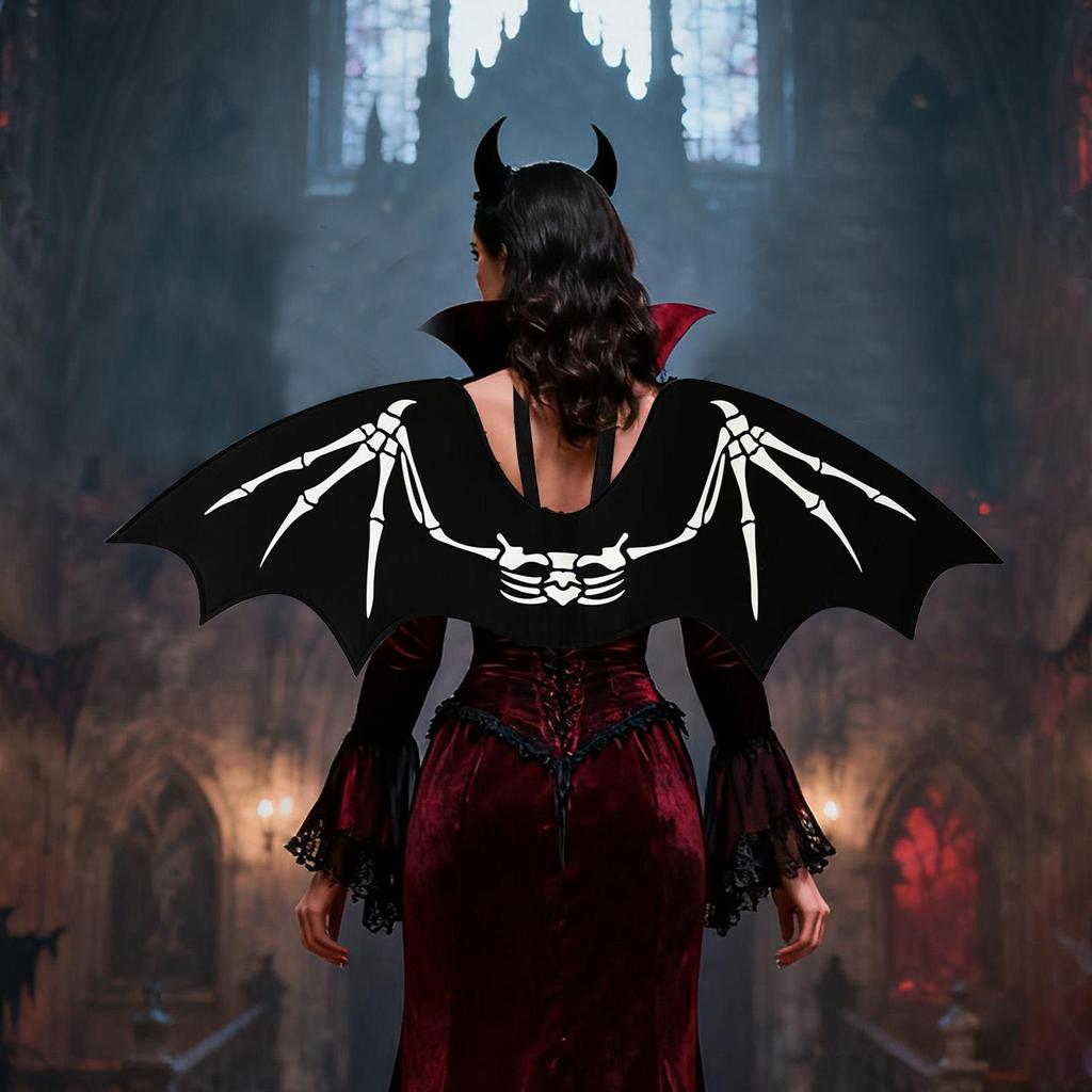 Fledermausflügel Kostüm Halloween zum Umschnallen Partyzubehör Skelettmuster Vampir Partygeschenke für Karneval Maskeraden Weihnachten