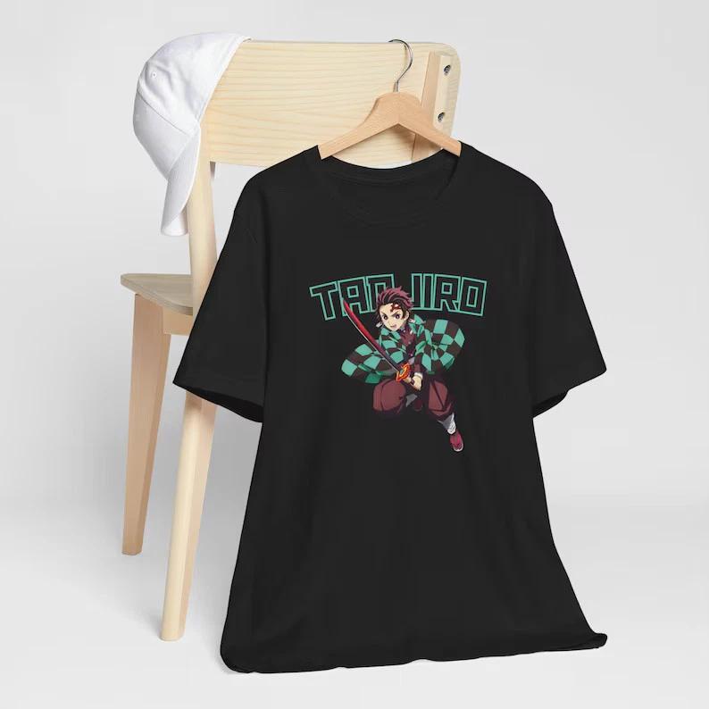 Anime Demon Slayer Kamado Tanjiro Black T Shirt Size S 4XL