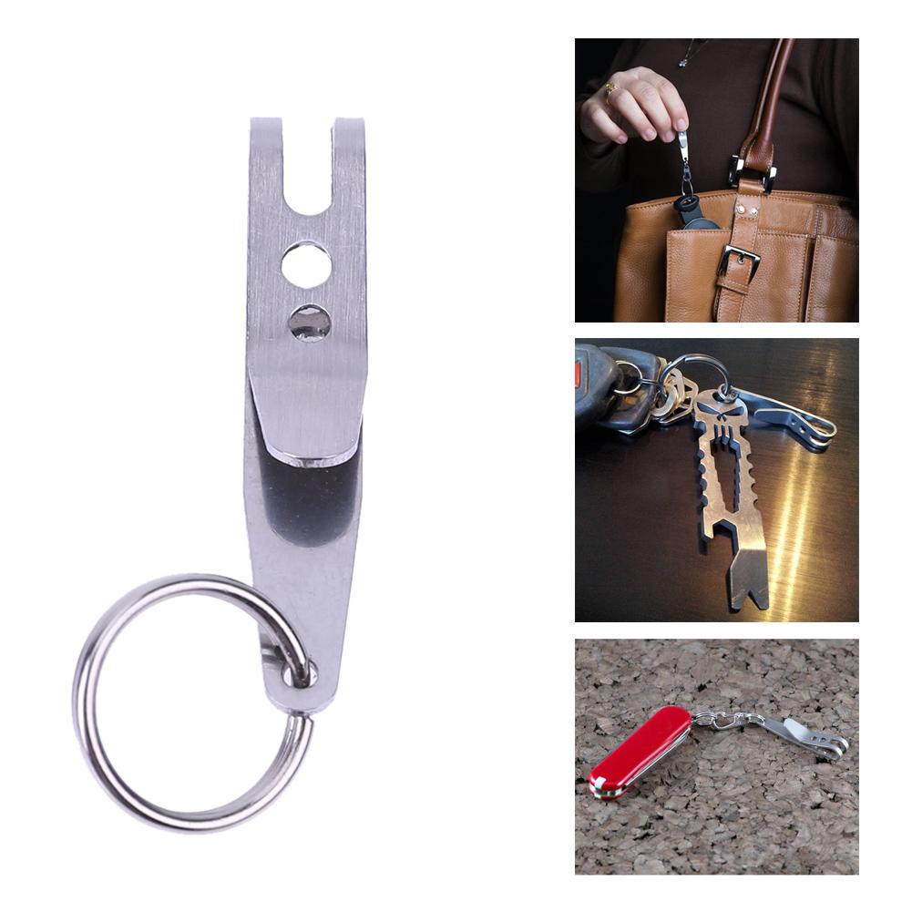 1-10 STK EDC Taschen-Ausrüstung Taschen-Aufhängungsclip Mini Taschen-Aufhängungsclip Kleiderbügel Edelstahl mit Schlüsselanhänger Outdoor-Ausrüstung