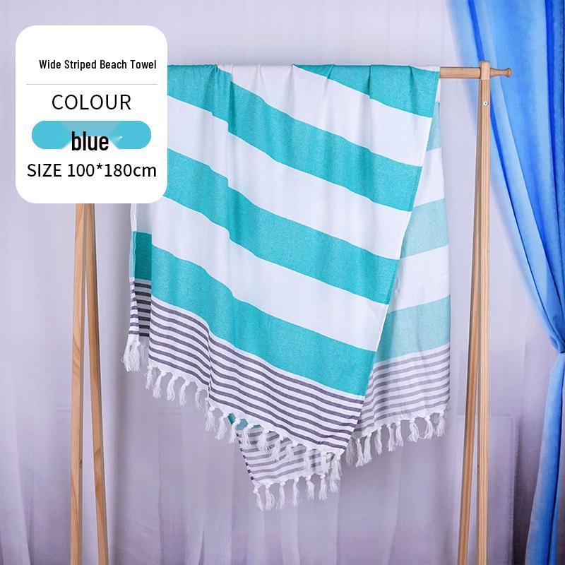 Large & Thick Tassel Turkish Beach Towel – Absorbent, Outdoor Sunscreen Bath Towel
