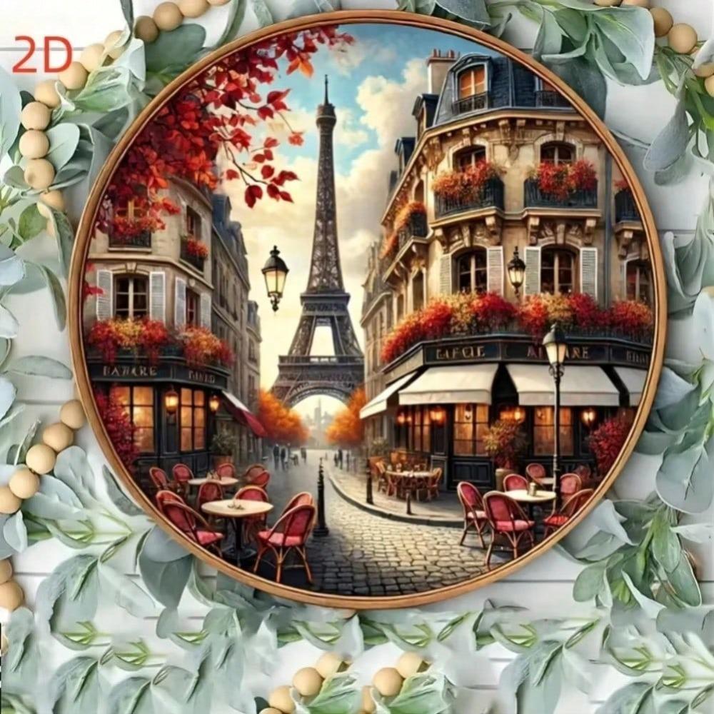 Iron Eiffel Tower Wall Art Paris Cafe Scene Metal Wall Decor French Bohemian Style Home Decor