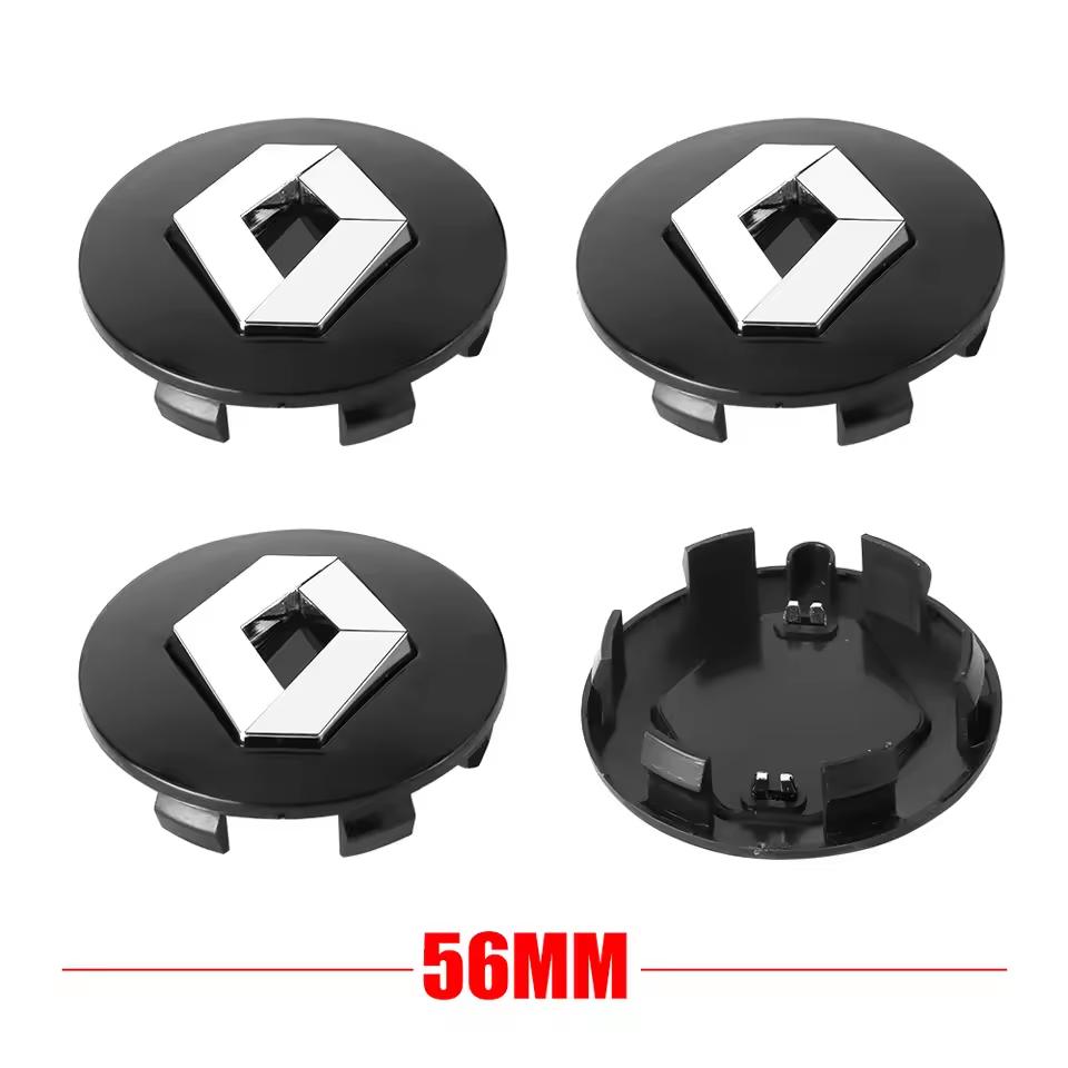 4 Stück Auto Radnabenkappe 56mm/60mm Nabenabzeichen Felgenabdeckung Logo für Renault Megane 2 3 Clio 4 Trafic Captur Kangoo Zoe - Set von 4