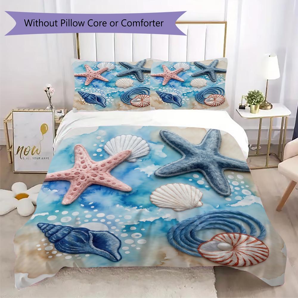 Shorebird Shell Pattern Bedding uilt Set uilt Cover Pillowcase Home Decoration Birthday Gift (1 * duvet cover + 2 * pillowcase without core)