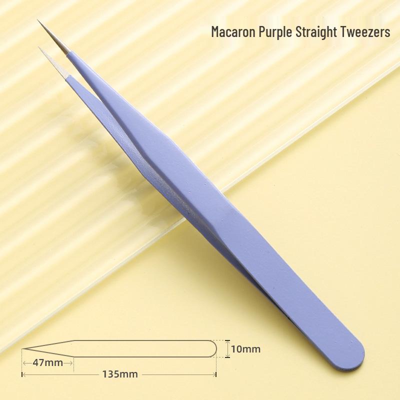 Stainless Steel Color Tweezers: Pink, Purple, Blue, with Bent & Straight Tips