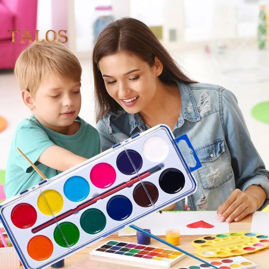 Boxed Watercolor Paint Set Washable Watercolor Paints with Paintbrush Portable Watercolor Palette Kids Art Supplies for Birthday Gift Classroom Travel