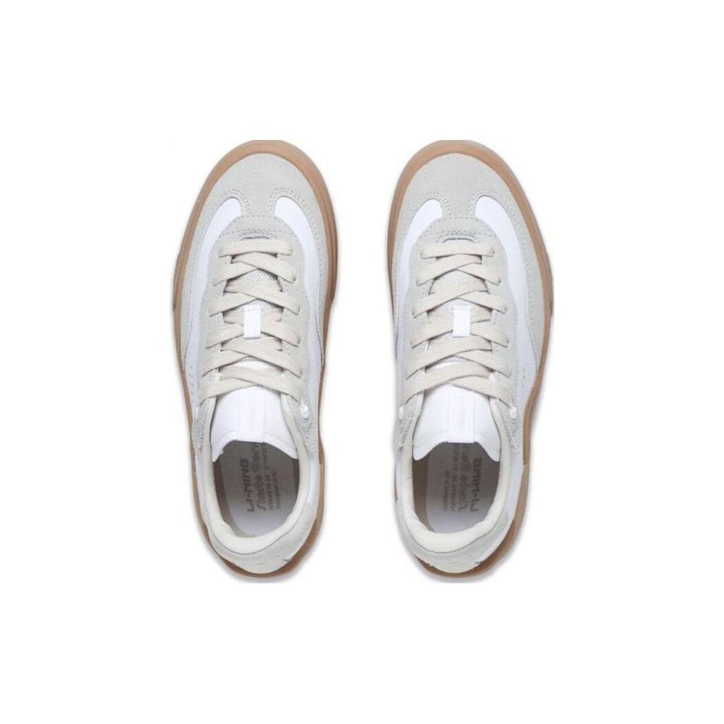 Li Ning Skategeneral Durable Breathable Low-Top Skate Shoes Women Sneakers White Gray AEPSA50-1