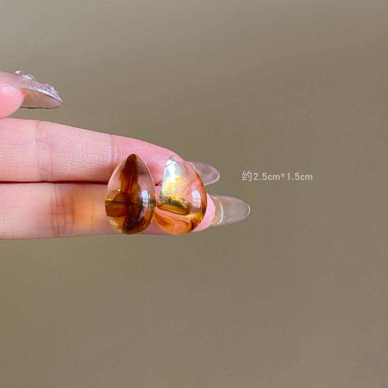 Maillard artificial tiger's eye stone ear buckle retro fashion high-end earrings light luxury temperament earrings