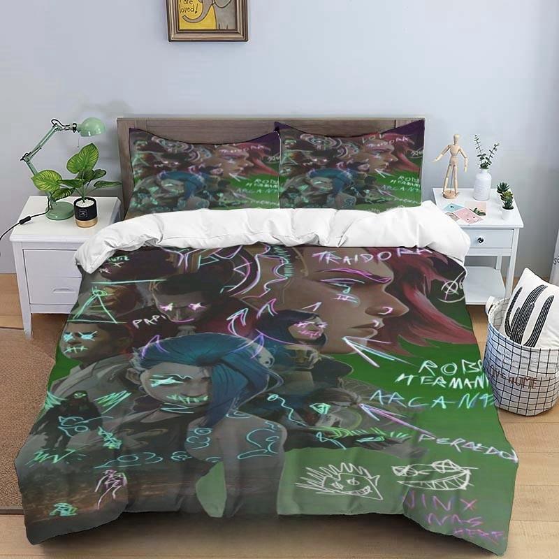 Cartoon Game Jinx Arcane_ League of Legends Bedding Set King Twin Double Child 3 Piece Mircofiber or Polyester Duvet Cover Sets