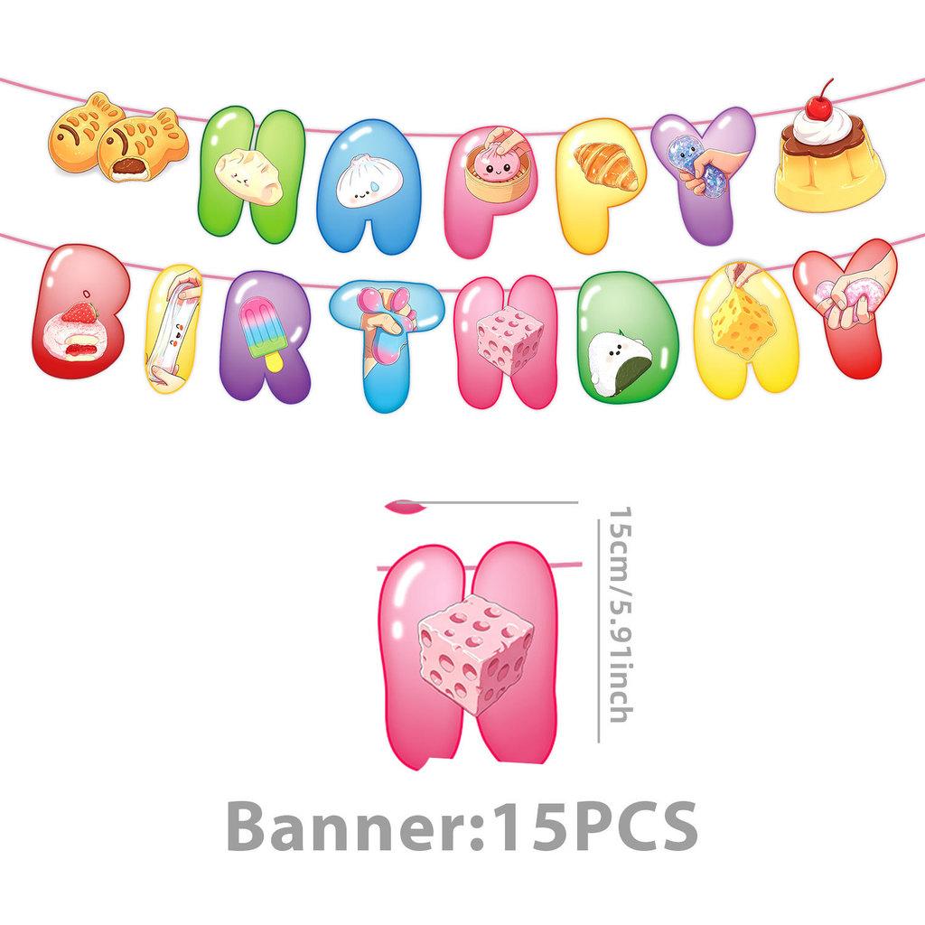 Squishy Party Supplies Kit With Cartoon Theme For Kids Birthday Celebration Decor