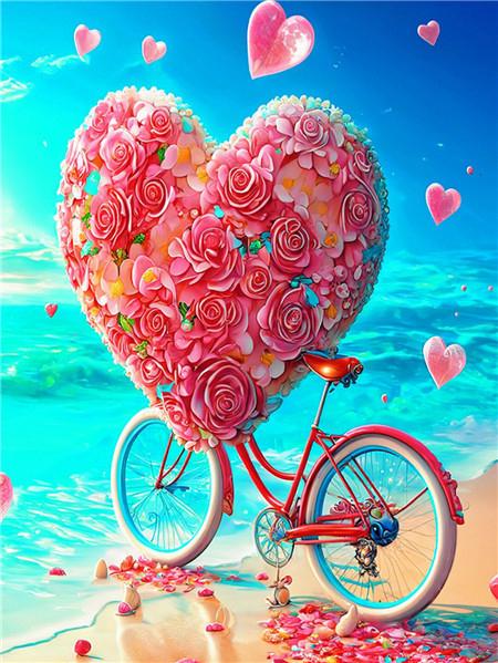 DIY Diamond Mosaic Bicycle Cross Stitch Diamond Painting Flower Love Embroidery Seaside Scenery New Arrival Handicraft