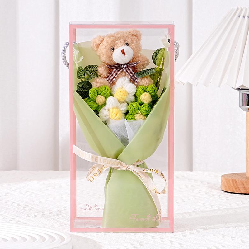 Crochet Flowers Bouquet Graduation Bouquet Knitted Flowers Artificial Flower Wedding Gift for Guests Mother's Day Gifts