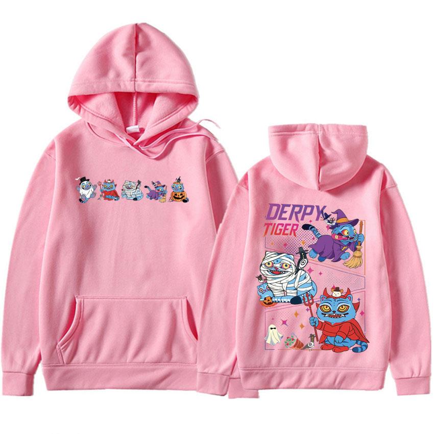 Dam KPop Demon Hunters Derpy Tiger Dubbelsidig Tryck Gotiska Huvtröjor Hipster Herr Sweatshirts Tröja Tonåringar