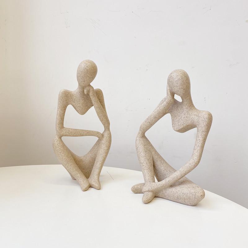 Korean Style Abstract Thinker Resin Figure Ornament for Home Décor and Photography Props
