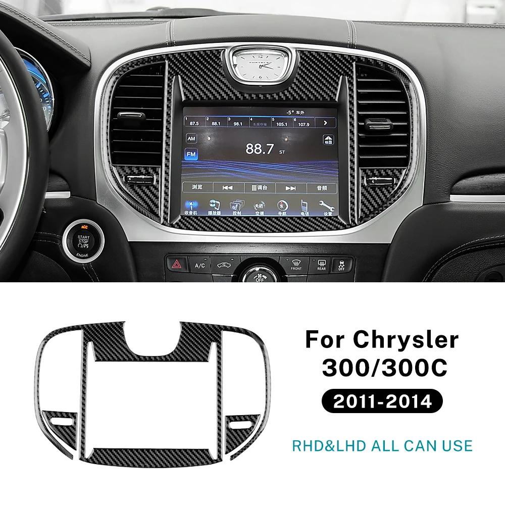 Real Soft Carbon Fiber For Chrysler 300 300C 2011 2012 2013 2014 LHD RHD Car Central Control Screen Panel Sticker Accessories