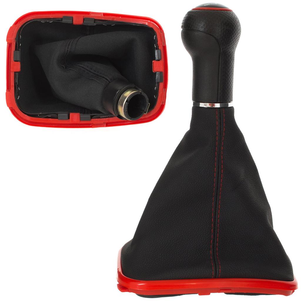 VW Golf IV 97-06 Gear Shift Knob With Boot, Red Frame, 5 Speed, 23 MM