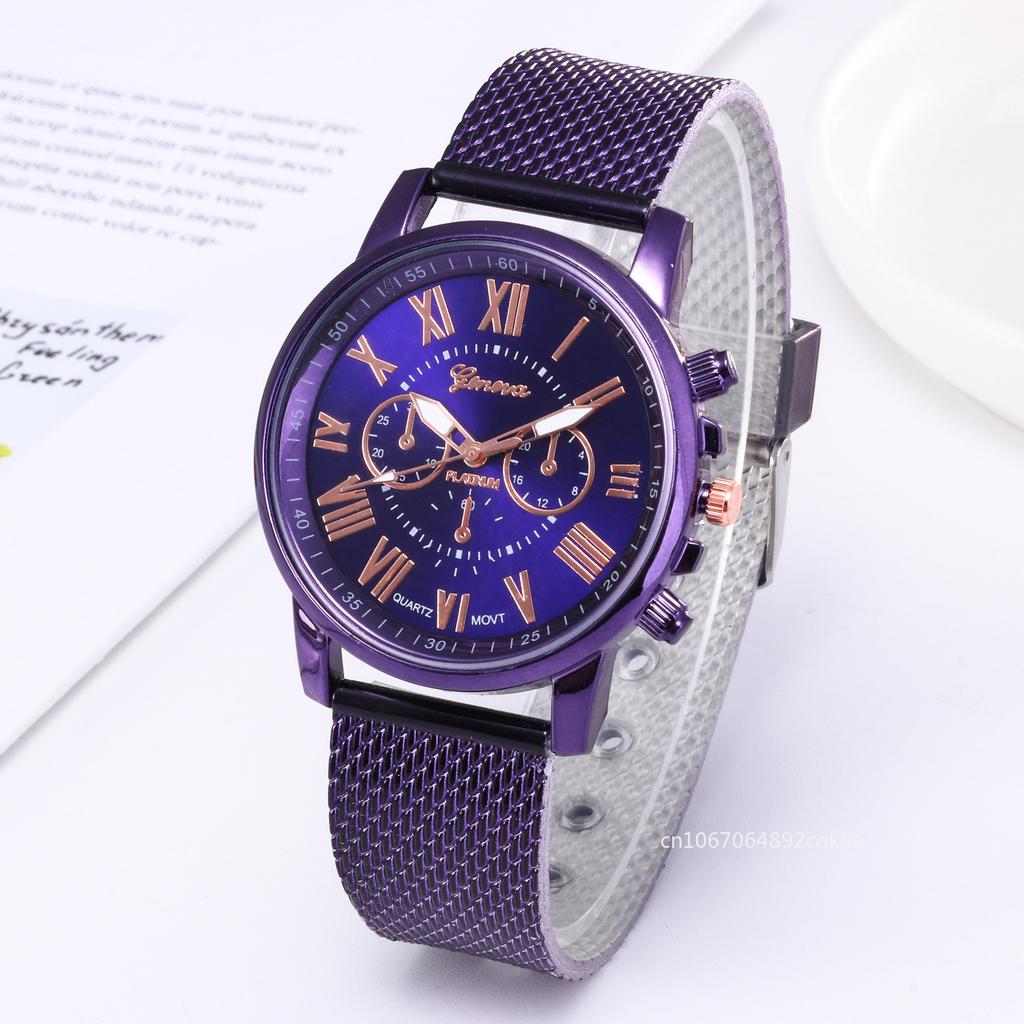 Mesh Strap Unisex Quartz Watch Large Dial Roman Numerals Decorate Wristwatches Multiple Colors Relogio Feminino Reloj Mujer