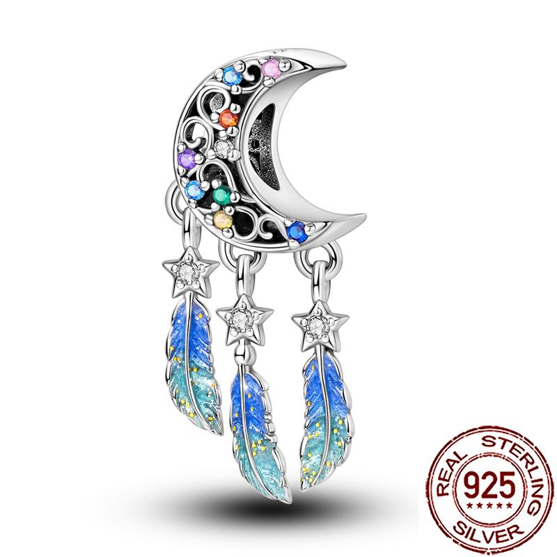 Charms Copper Lucky Horseshoe Clover Dreamcatcher Feather Dangle Beads Fit Bracelet Necklace Women Diy Jewelry