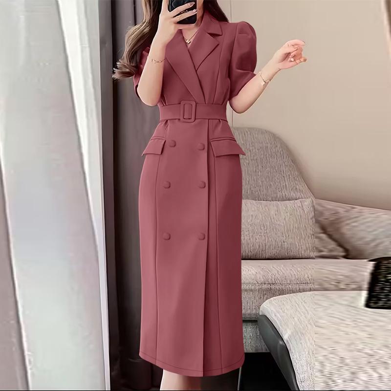 ZANZEA Women Casual Turn Down Collar Short Sleeve Sheath Dress