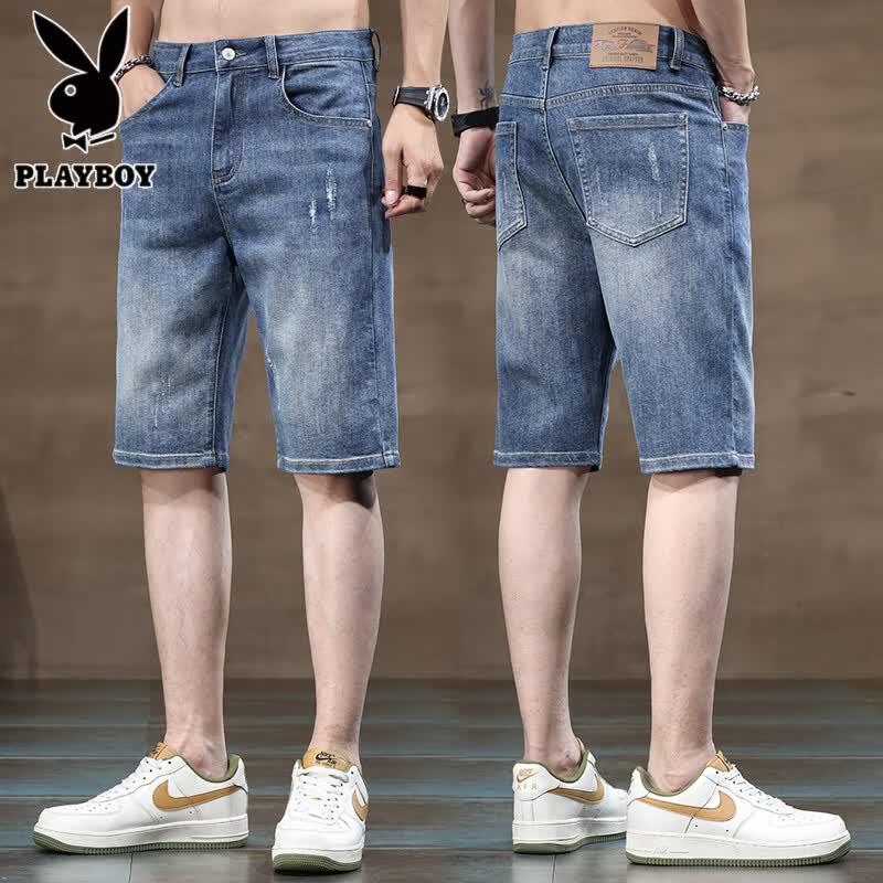 PLAYBOY Men s Vintage Straight Leg Denim Shorts 30