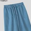 INCERUN Men Drawstring Elastic Waist Gradient Casual Long Straight Pants