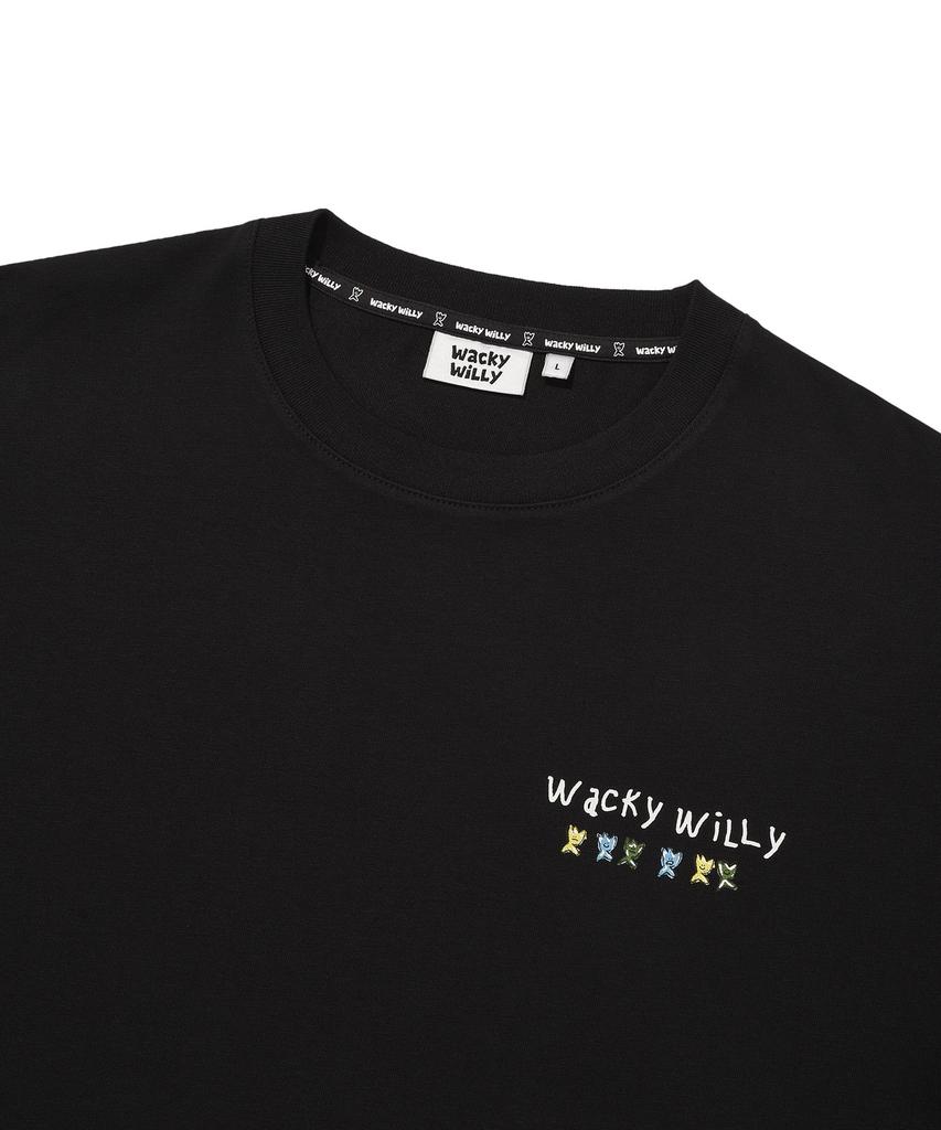 WACKY WILLY Kiki Typographic Short Sleeve T-Shirt Black