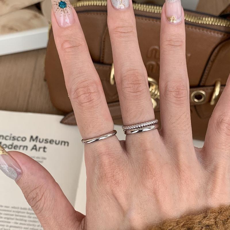 Light Luxury Minimalist Style Ring Twist Wide Version Narrow Version Set Ring Stacked Wearing Daily Commuting Retro Versatile Design Index Finger Ring