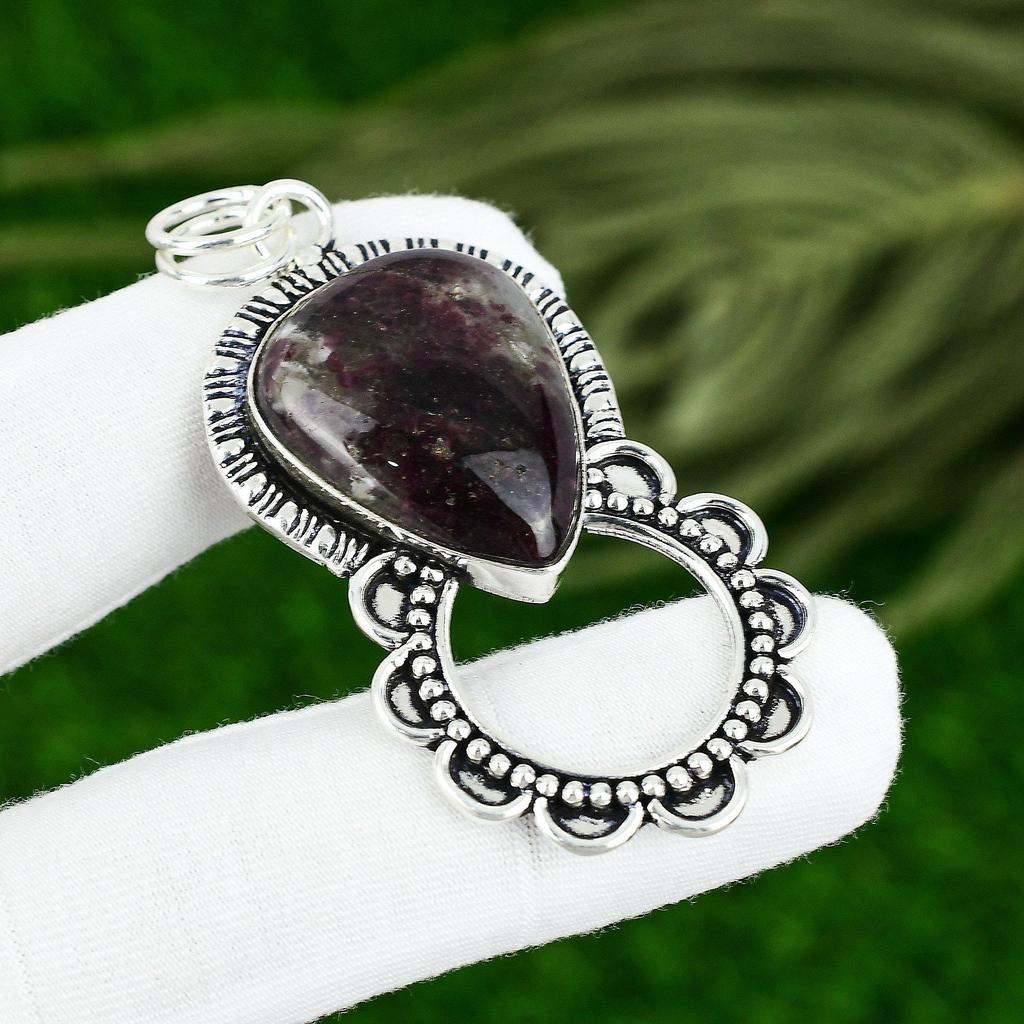 Easter Deal 925 Sterling Silver Pear Pink Tourmaline Stone Wife Pendant Jewelry