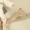 2025 New Maillard Winter Retro Western Boots Women's Tall Knight Boots Two Wear Folded and Velvet Knee Boots