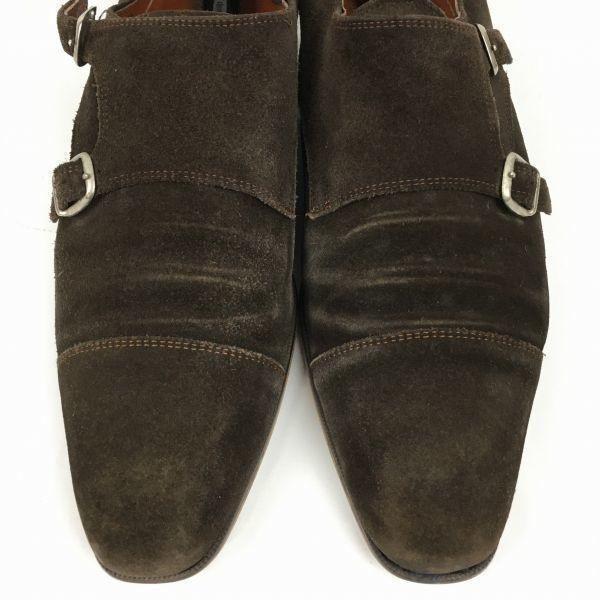 Made in Japan BEAMS HEART Suede Double Monk Strap Business Shoes Dark Brown size 26.0-26.5-27.0 Men's