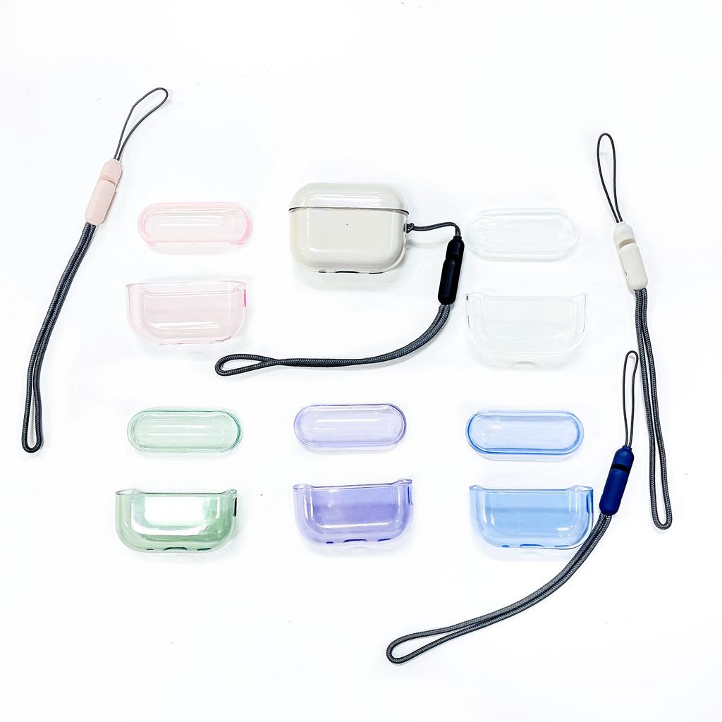 Color Clear Soft TPU Earphone Case with Lanyard Strap for Airpods Pro 2nd Generation Airpod Pro 2 Cover Accessories Charging Box