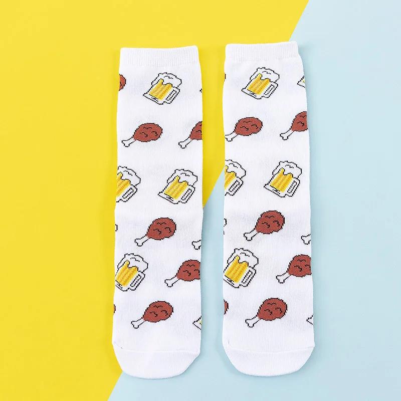 Women Socks Funny Cute Cartoon Fruits Banana Avocado Lemon Egg Cookie Donuts Food Happy Japanese Harajuku skateboard Socks