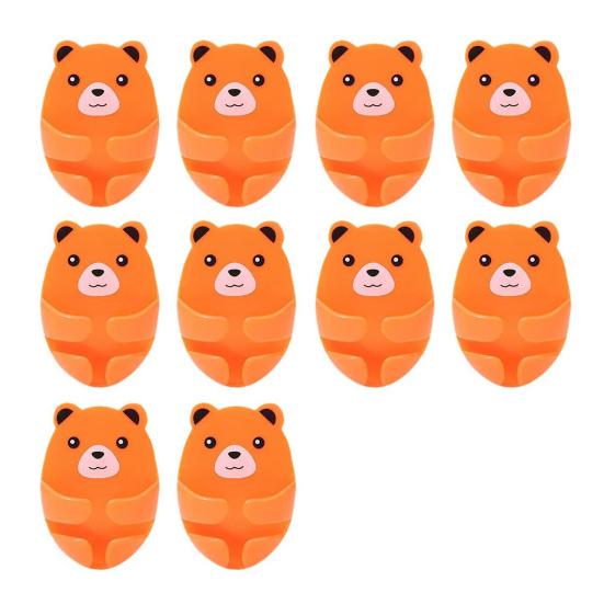 Cute Bear Plugs Holders Adhesive Wall Hook Plastic Phone Charger Holders No Drilling Needed Wall Mounted Organizer for Plugs Charger Storage