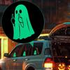 2-częściowy zestaw świecących naklejek z duchem pokazującym środkowy palec, świecące w nocy naklejki samochodowe z duchem, zabawne dekoracje na Halloween z duchem