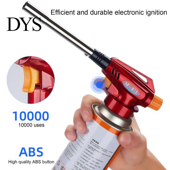 Gas Torch Igniter Jet Detachable Heat-resistant Windproof with Extended Tube Wide BBQ Application Food Baking Welding Adjustable Flame Home