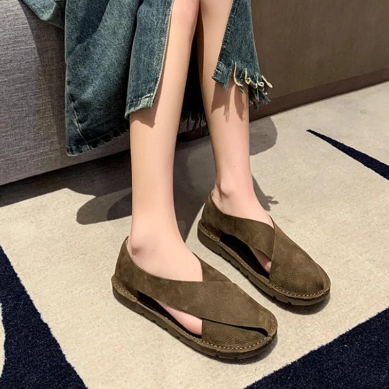 

Fashion 2024 Women Sandals Summer Open Toe Women s Shoes Flat Sandals for Women Non-Slip Comfortable Lightweight Walking Casual Sandales 35 серый