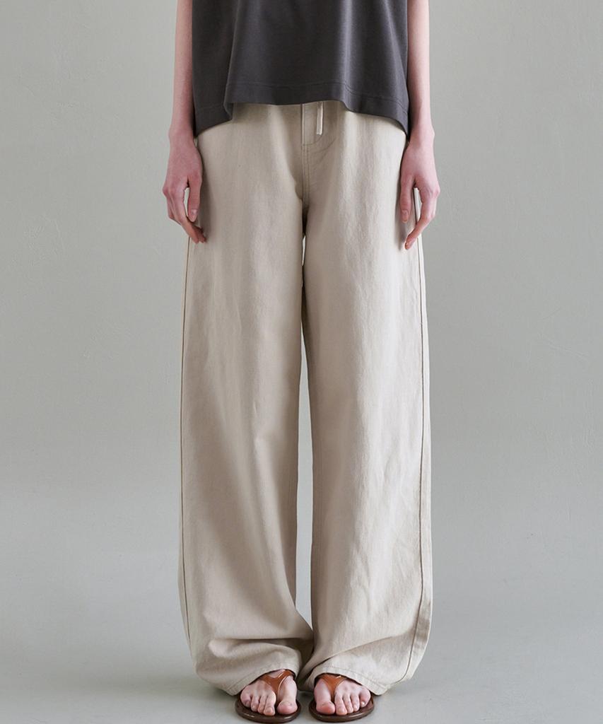 MALOUPE 9160 Linen Wide Pants (Beige)