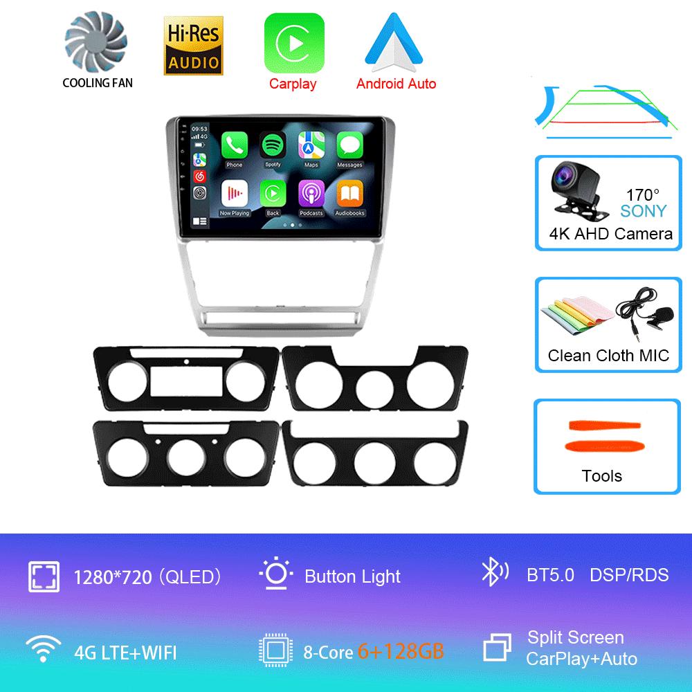 Car Radio Android 14 for Volkswagen Skoda Octavia 2 A5 2007 - 2014 Multimedia Video Player Navigation 2Din Carplay DVD Head Unit