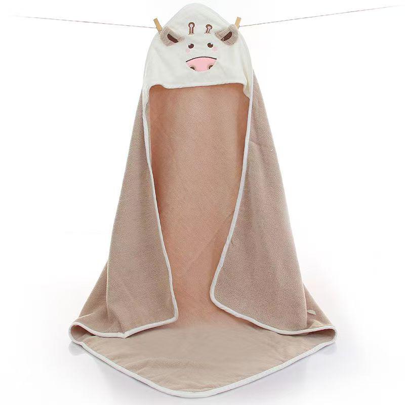 Soft Hooded Cotton Baby Cape Towel - Thick, Absorbent, & Cute Cartoon Design