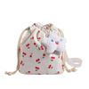 Cherry printed large-capacity bag, women's bag, small fresh shoulder bag, high-value niche messenger bag.