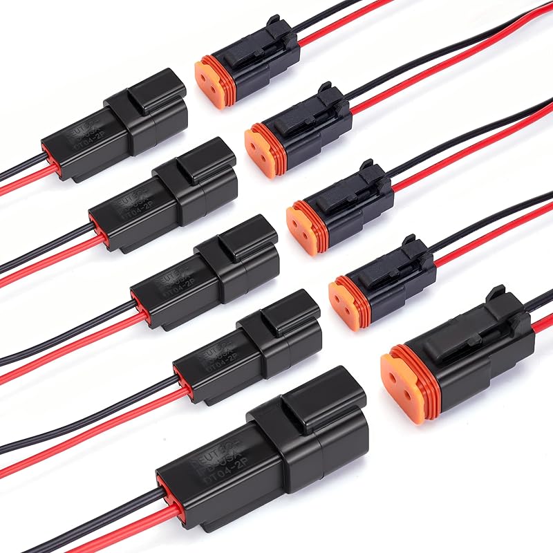 12 Pin Deutsch DT Connector 12 Way Waterproof DT Automotive Electrical Connector Male Female Plug with 16 AWG Cable Wire for Cars,Trucks,Boats,LED