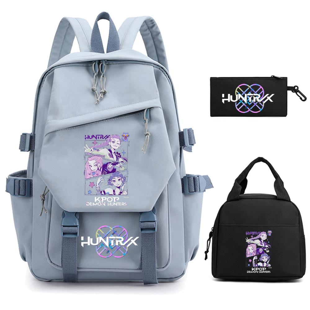 3 Stück/Set Anime Cartoon Kpop Dämonenjäger Bedruckter Rucksack für Teenager Kinder Schüler Große Kapazität Schultasche Mädchen Geschenk Damen Reisetasche Mochila