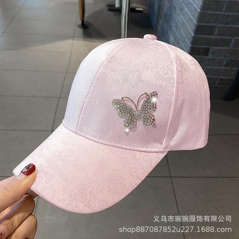 Diamond butterfly sunscreen baseball cap women's light luxury sun hat spring and summer trend popular one