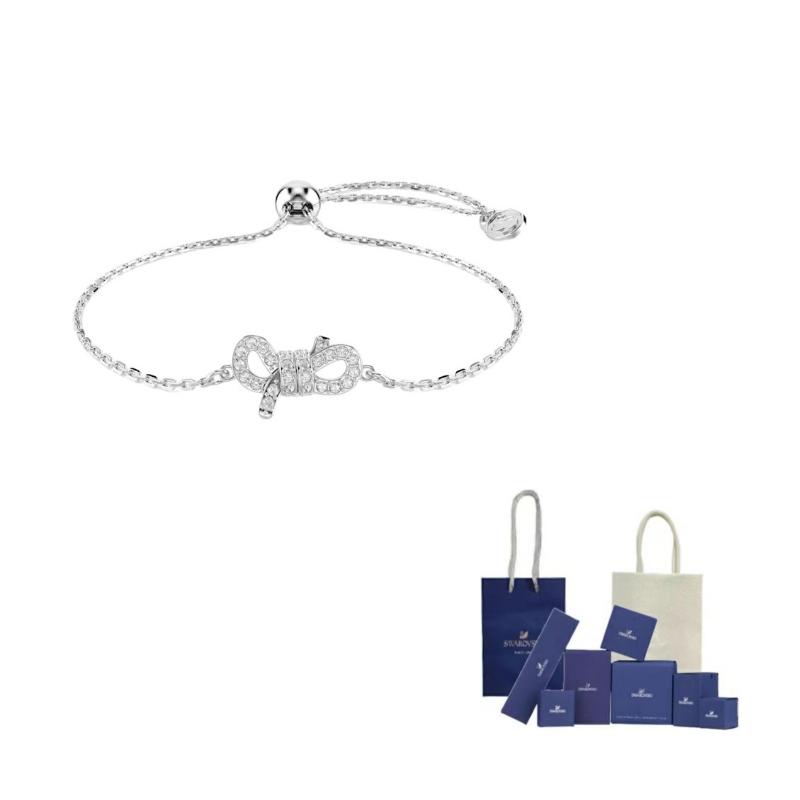 Swarovski Lifelong Bow Crystal Bracelets Unisex Silver M-Original Brand Box And Bag (Color Random)