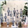 HUA 12PCS Nutcracker Wooden Decorative Set - New Year Christmas Gift, Party Decoration And Home Decor Xmas Tree Hanging Ornament