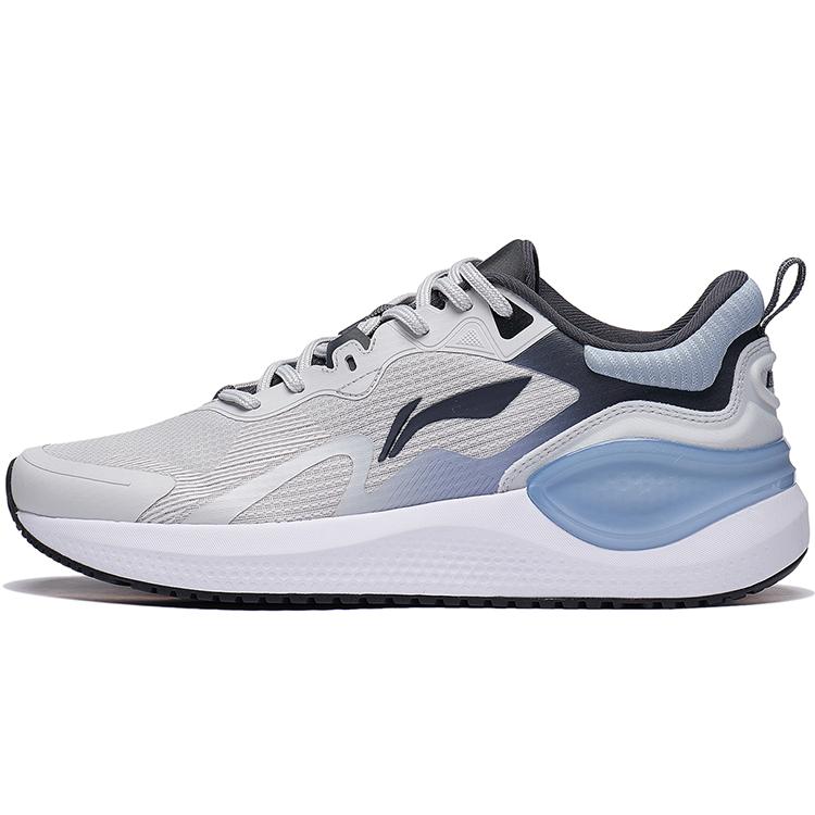 New LiNing Slip Resistant, Abrasion Resistant, Breathable Low Top Running Shoes Men's Gray White Blue ARST081-5