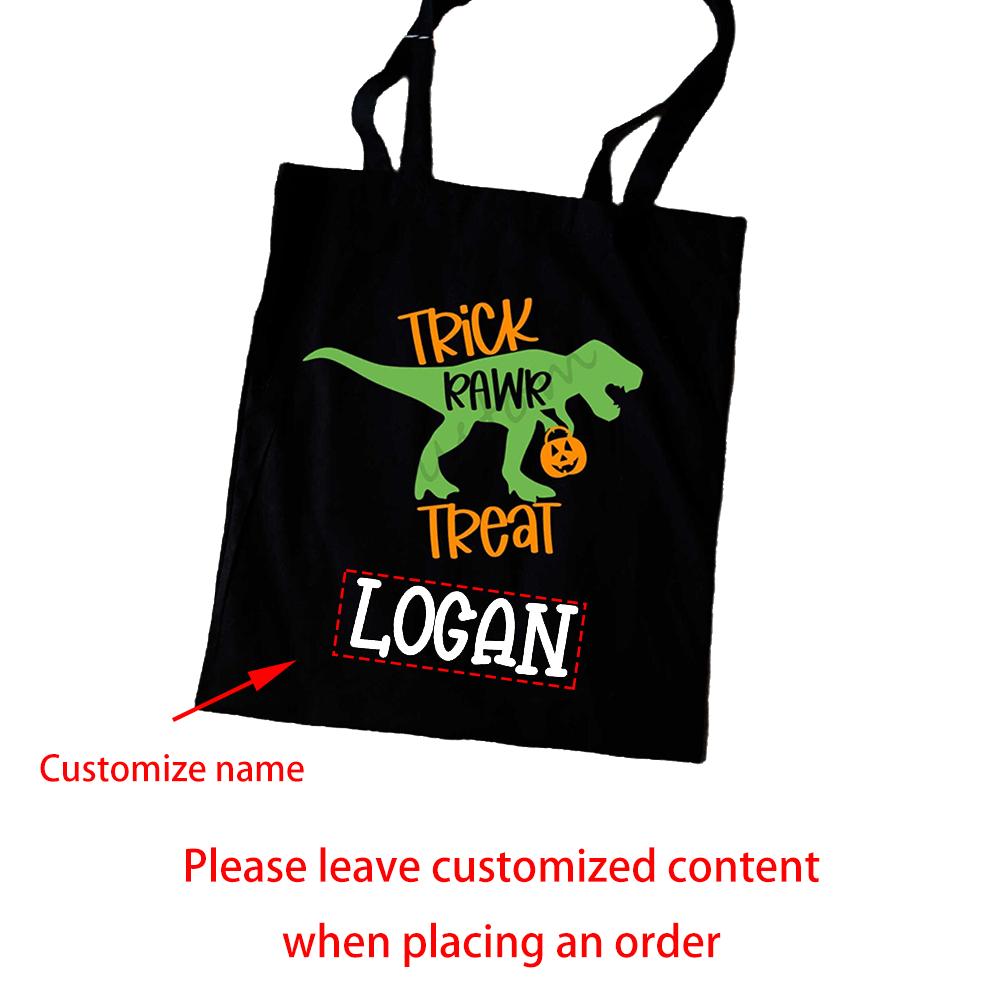 

Personalized Dinosaur Trick or Treat Tote Bag Kids Candy Bag Halloween Party Decoration Gothic Gothic Bachelorette Party Gift 1pcs 34x42cm