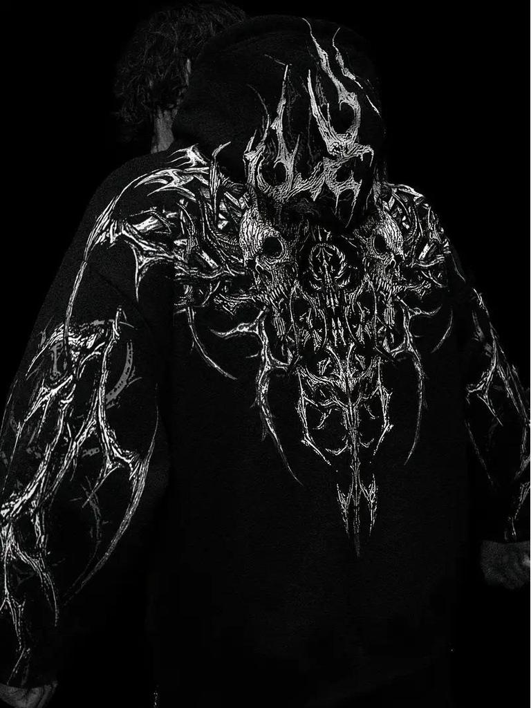 Breathedivinity Herbst Herren Kapuzenjacke mit Print in Übergröße