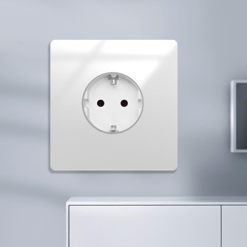 Huihuang Grå Herdet Glass Speil 1-Gangs 5-Hulls Bryter Stikkontakt Panel 86-Type Vegginnfelt.